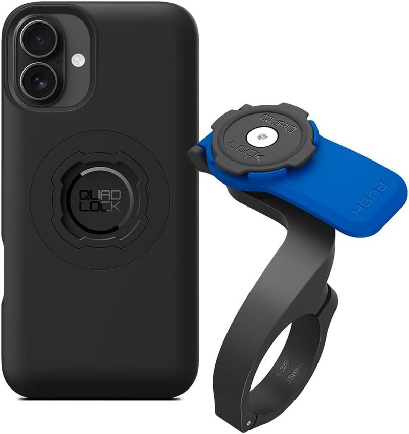 QUAD LOCK Out Front Handlebar Bike Phone Mount (V3) with MAG Phone Case for iPhone 16 Plus - Image 1